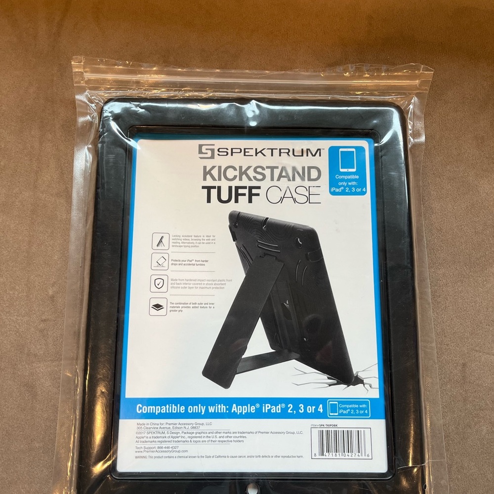 Black Kickstand Tuff Case for iPad 2, 3, 4